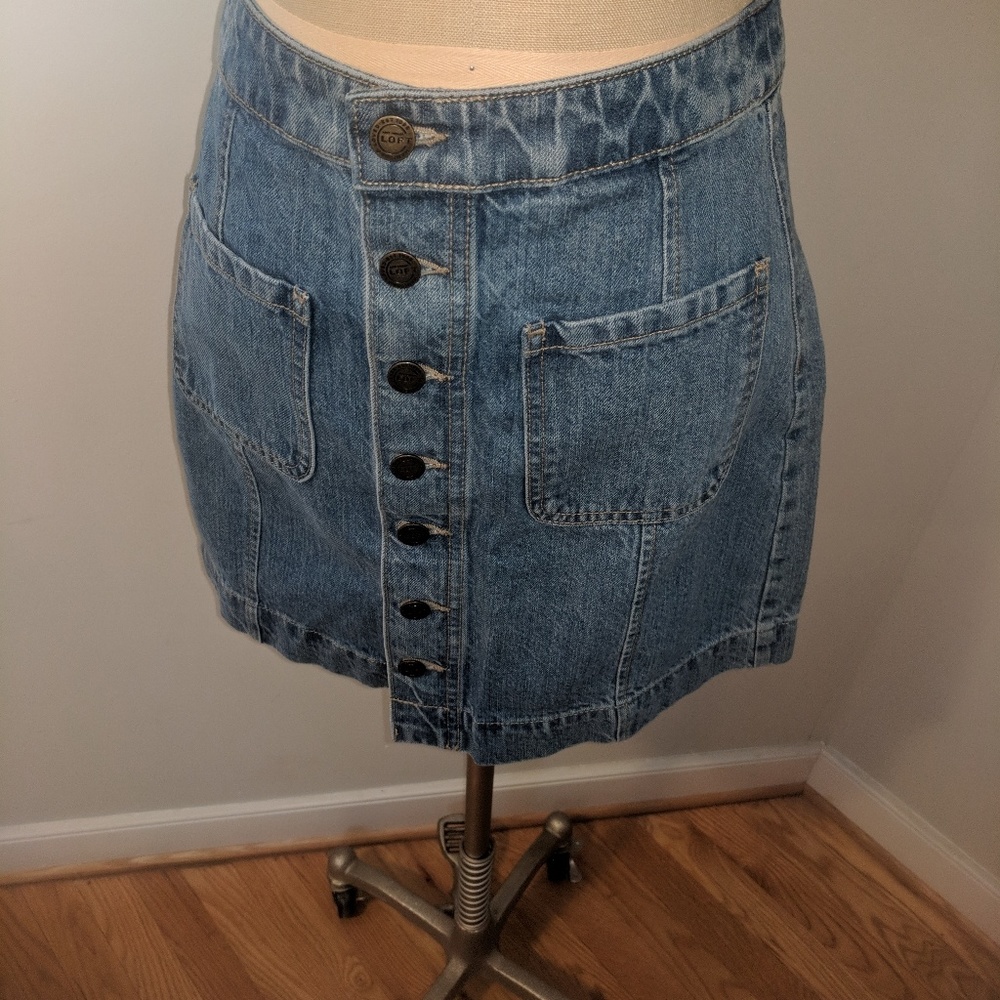 LOFT high waist button down denim skirt